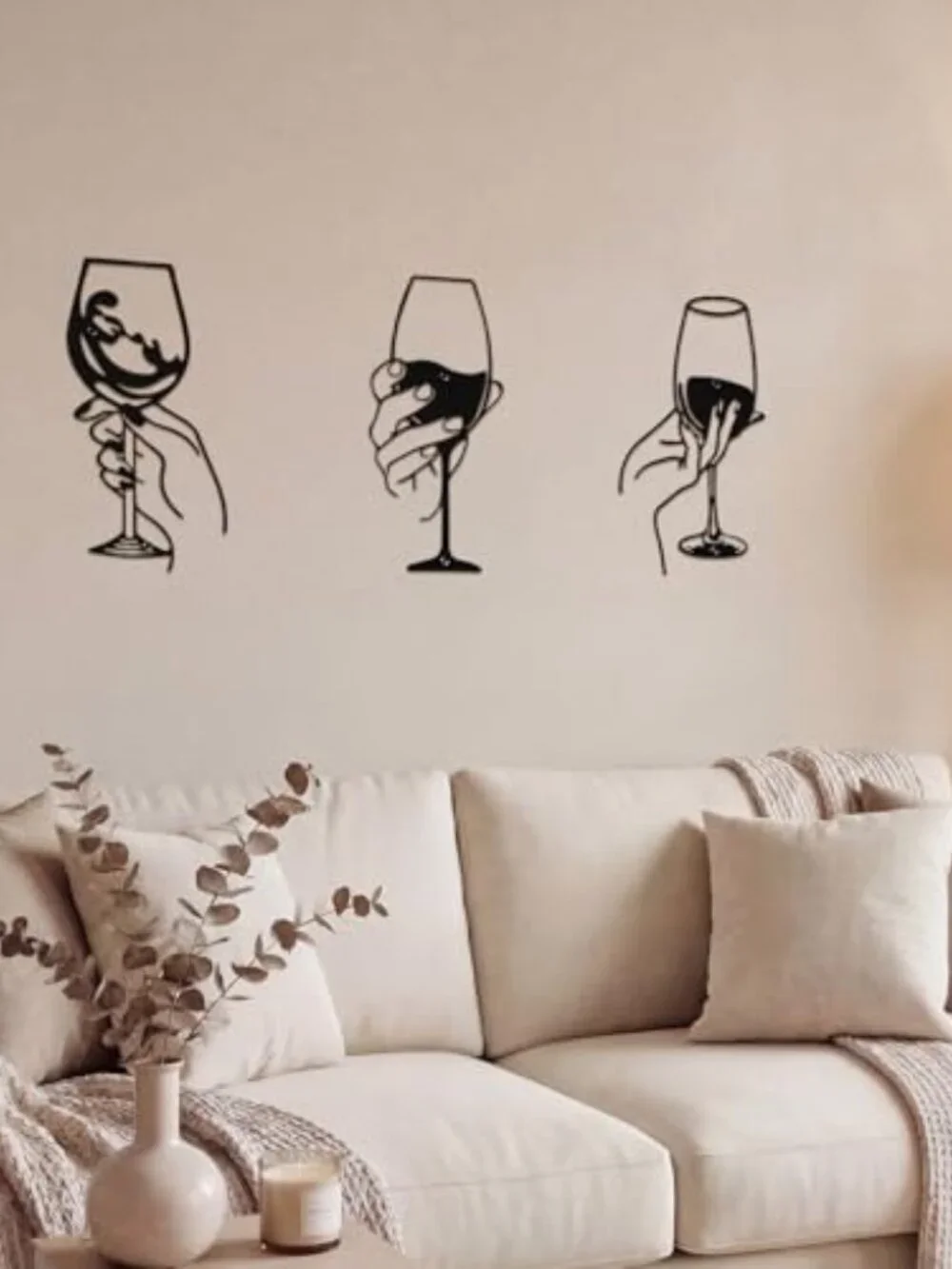 BRAND NEW 3 Pcs Wine Wall Art Black Metal Wine Sign